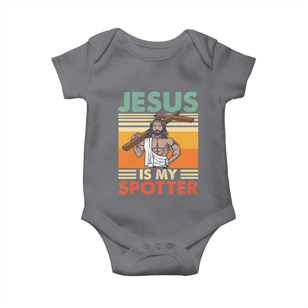 Jesus Is My Spotter Baby Onesie Funny Gym Christian Fitness