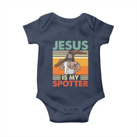 Jesus Is My Spotter Baby Onesie Funny Gym Christian Fitness
