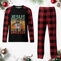 Jesus Is My Spotter Plaid Pajama Set Funny Gym Christian Fitness - Wonder Print Shop