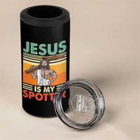 Jesus Is My Spotter 4 in 1 Can Cooler Tumbler Funny Gym Christian Fitness