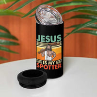Jesus Is My Spotter 4 in 1 Can Cooler Tumbler Funny Gym Christian Fitness