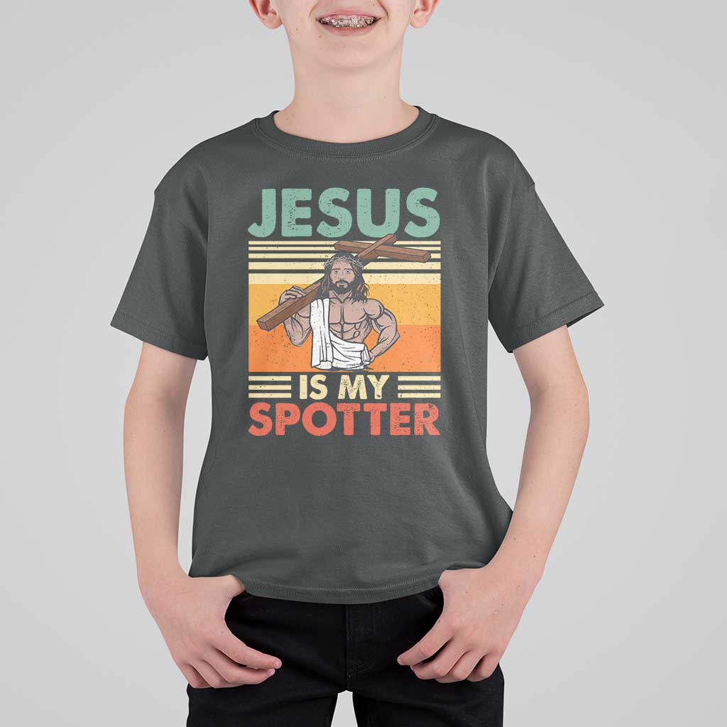 Jesus Is My Spotter T Shirt For Kid Funny Gym Christian Fitness