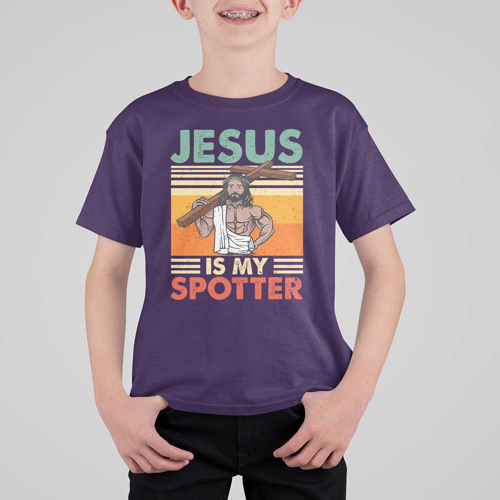 Jesus Is My Spotter T Shirt For Kid Funny Gym Christian Fitness