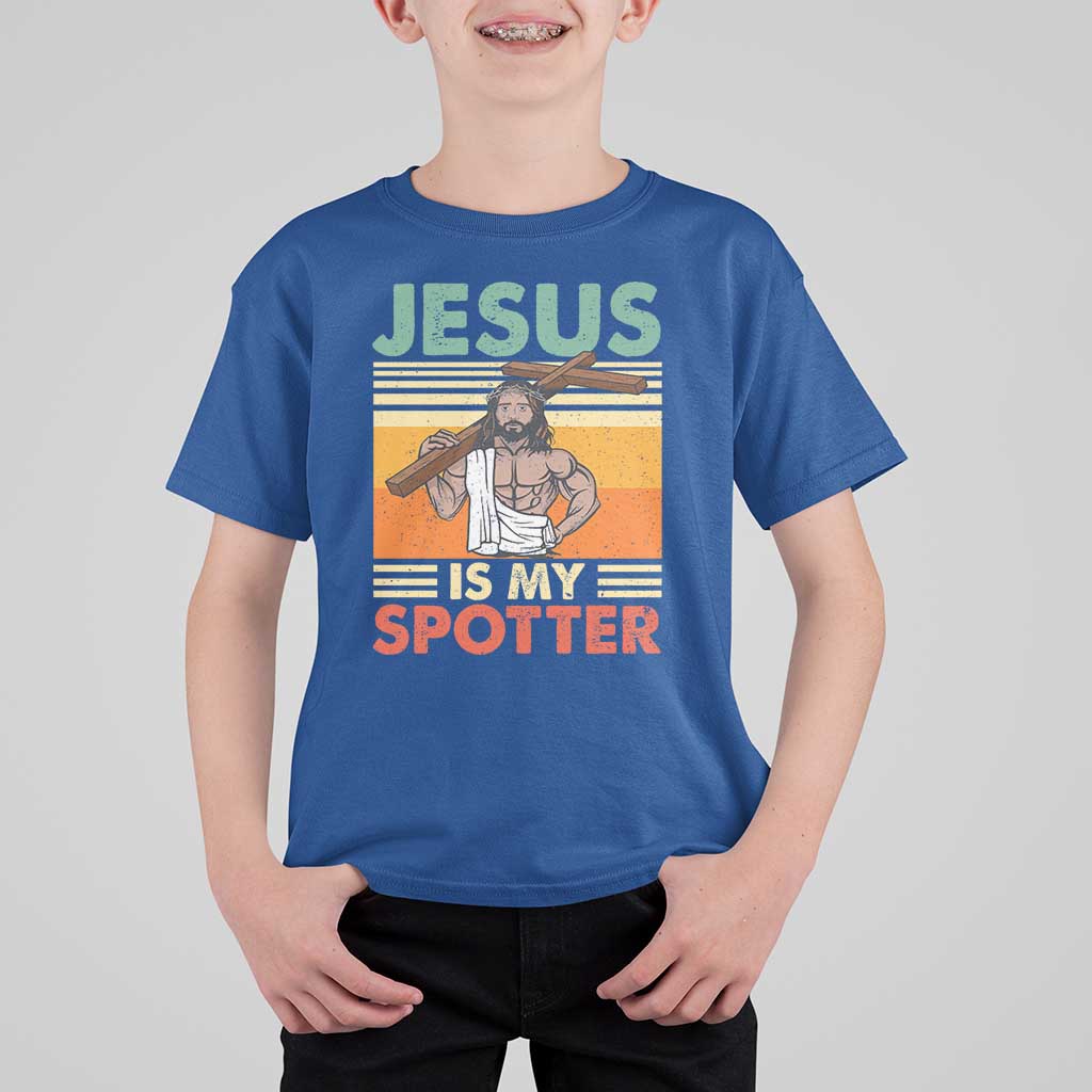 Jesus Is My Spotter T Shirt For Kid Funny Gym Christian Fitness