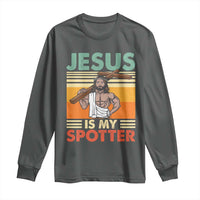 Jesus Is My Spotter Long Sleeve Shirt Funny Gym Christian Fitness