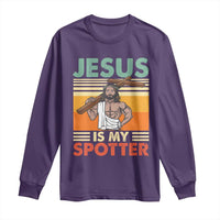 Jesus Is My Spotter Long Sleeve Shirt Funny Gym Christian Fitness