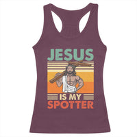 Jesus Is My Spotter Racerback Tank Top Funny Gym Christian Fitness
