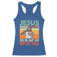 Jesus Is My Spotter Racerback Tank Top Funny Gym Christian Fitness