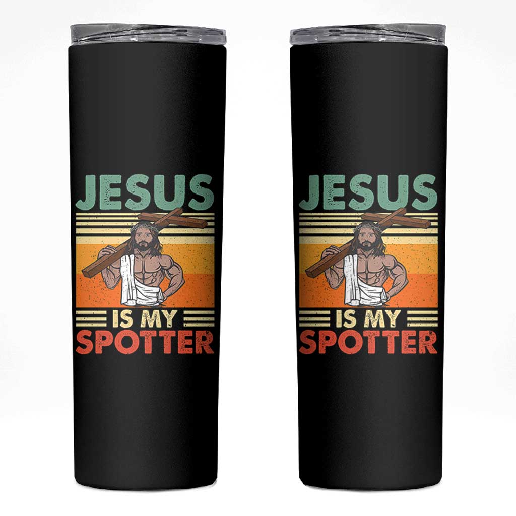 Jesus Is My Spotter Skinny Tumbler Funny Gym Christian Fitness