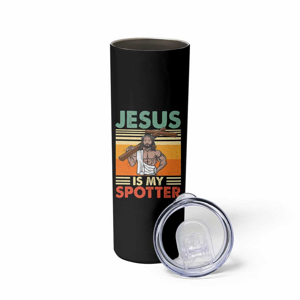 Jesus Is My Spotter Skinny Tumbler Funny Gym Christian Fitness