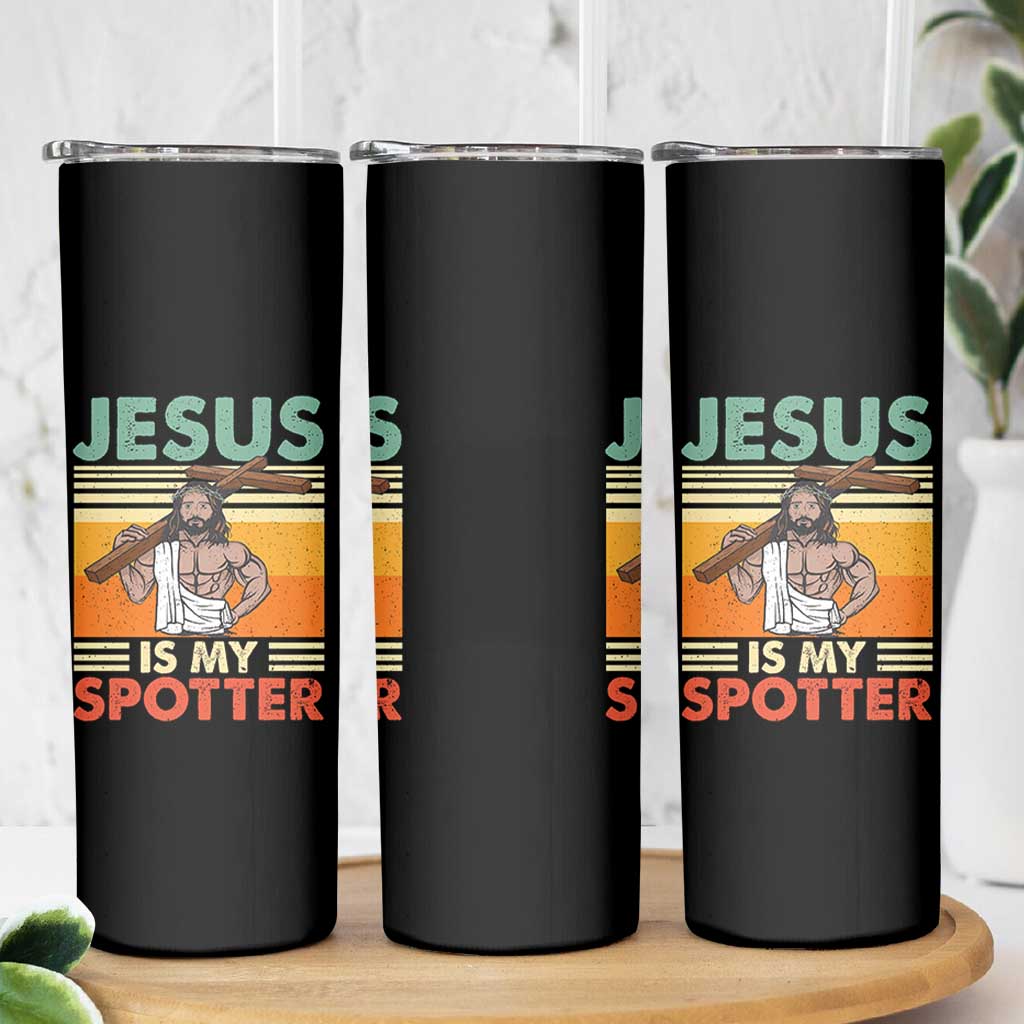 Jesus Is My Spotter Skinny Tumbler Funny Gym Christian Fitness
