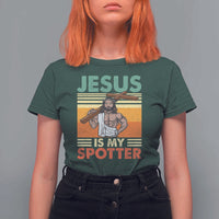 Jesus Is My Spotter T Shirt For Women Funny Gym Christian Fitness