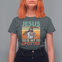 Jesus Is My Spotter T Shirt For Women Funny Gym Christian Fitness