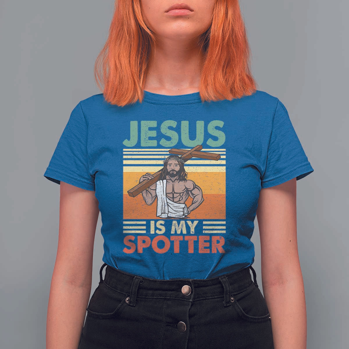 Jesus Is My Spotter T Shirt For Women Funny Gym Christian Fitness