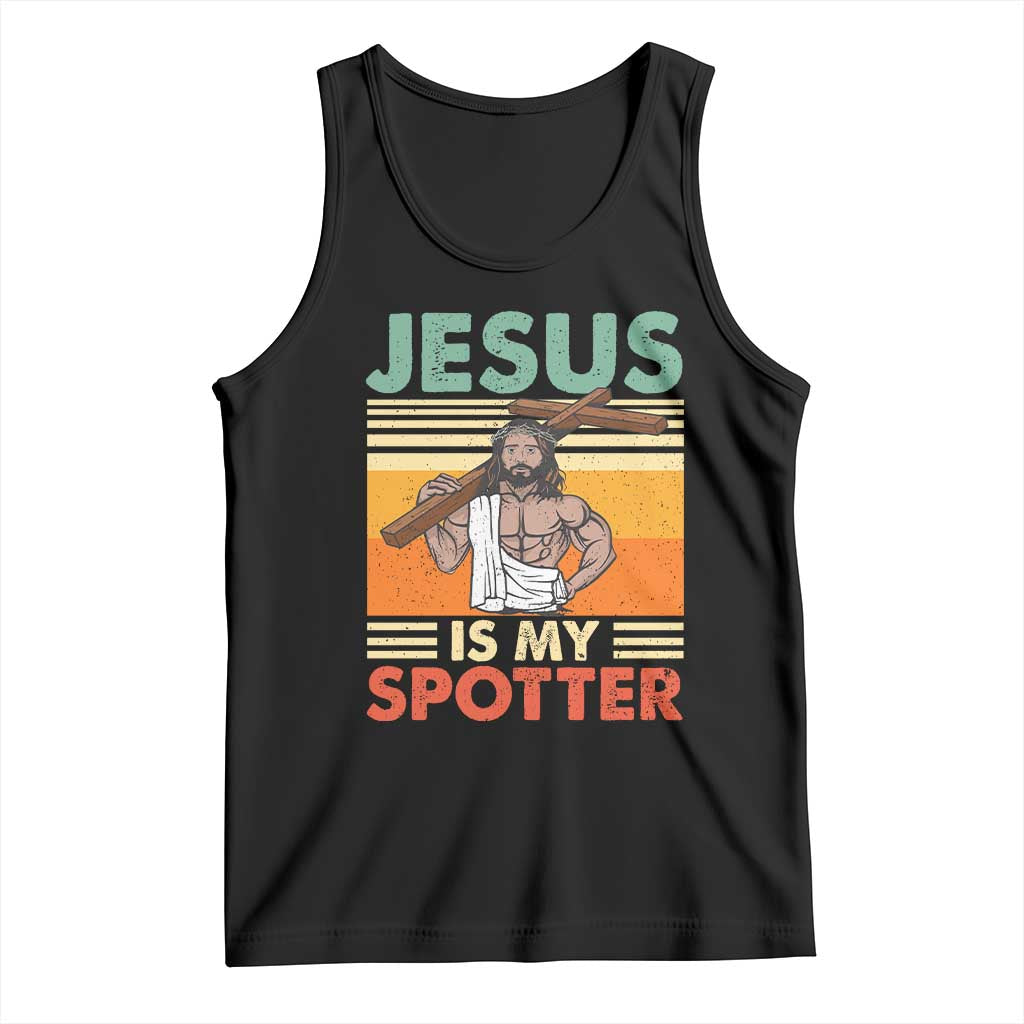 Jesus Is My Spotter Tank Top Funny Gym Christian Fitness