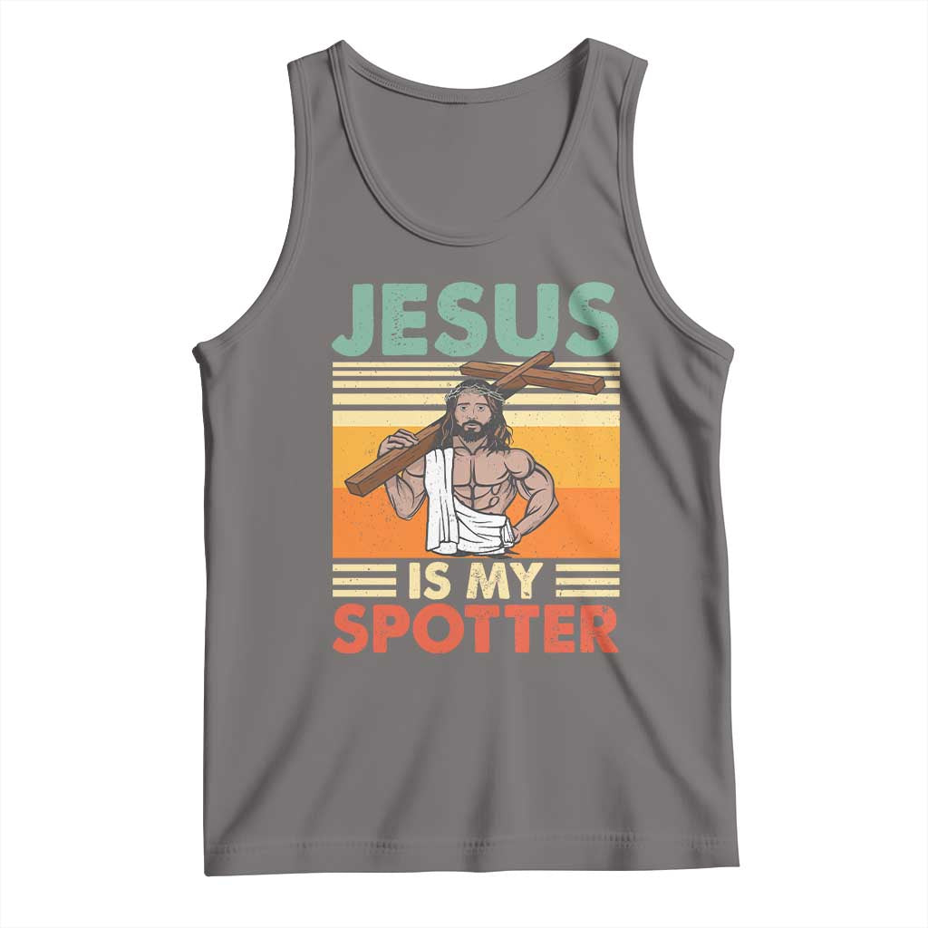 Jesus Is My Spotter Tank Top Funny Gym Christian Fitness