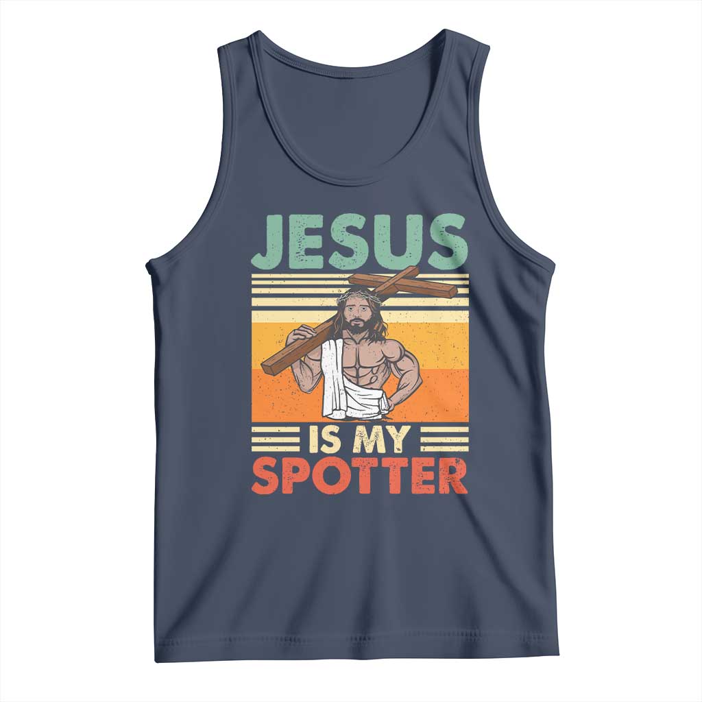 Jesus Is My Spotter Tank Top Funny Gym Christian Fitness