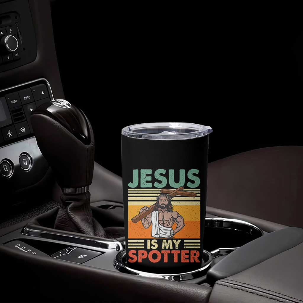 Jesus Is My Spotter Tumbler Cup Funny Gym Christian Fitness