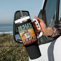 Jesus Is My Spotter Tumbler With Handle Funny Gym Christian Fitness