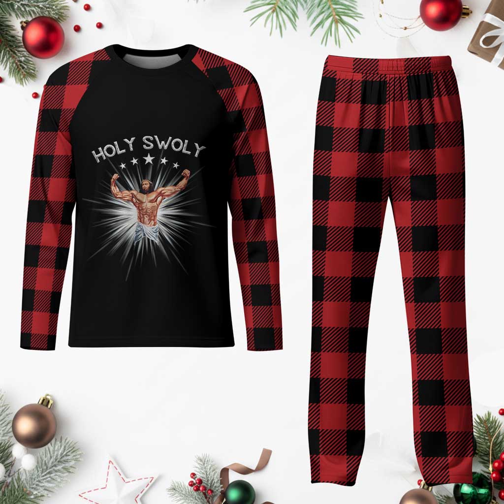 Holy Swoly Plaid Pajama Set Funny Jesus Workout Motivation Bodybuilding Fitness - Wonder Print Shop