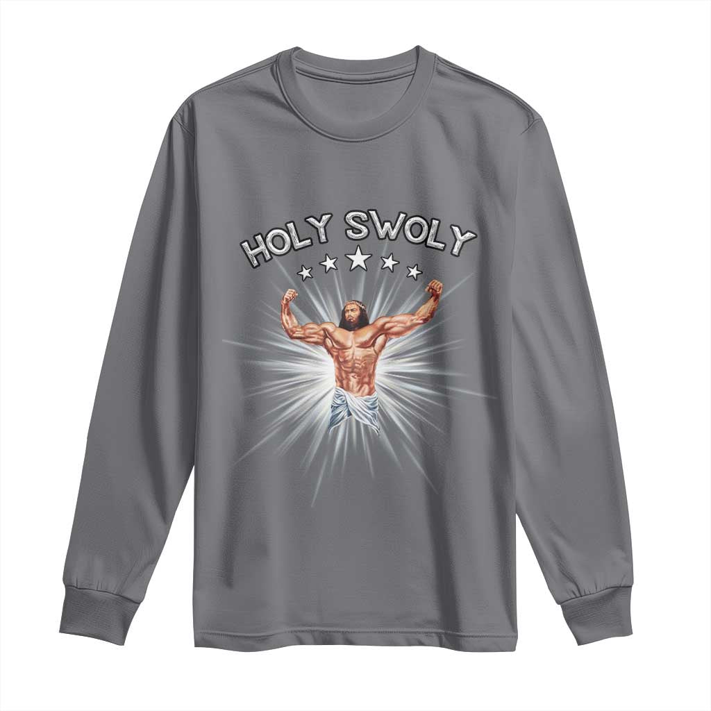 Holy Swoly Long Sleeve Shirt Funny Jesus Workout Motivation Bodybuilding Fitness