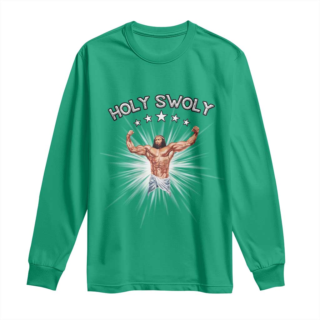 Holy Swoly Long Sleeve Shirt Funny Jesus Workout Motivation Bodybuilding Fitness