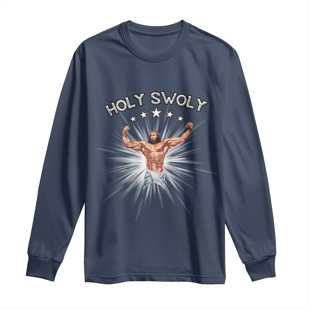 Holy Swoly Long Sleeve Shirt Funny Jesus Workout Motivation Bodybuilding Fitness