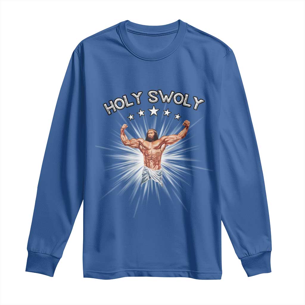 Holy Swoly Long Sleeve Shirt Funny Jesus Workout Motivation Bodybuilding Fitness
