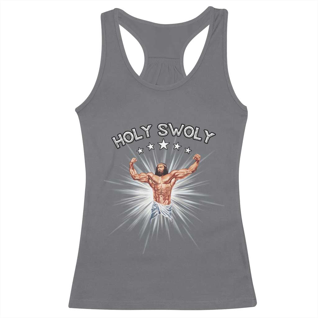 Holy Swoly Racerback Tank Top Funny Jesus Workout Motivation Bodybuilding Fitness