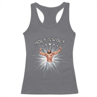 Holy Swoly Racerback Tank Top Funny Jesus Workout Motivation Bodybuilding Fitness