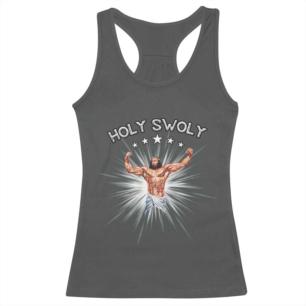 Holy Swoly Racerback Tank Top Funny Jesus Workout Motivation Bodybuilding Fitness