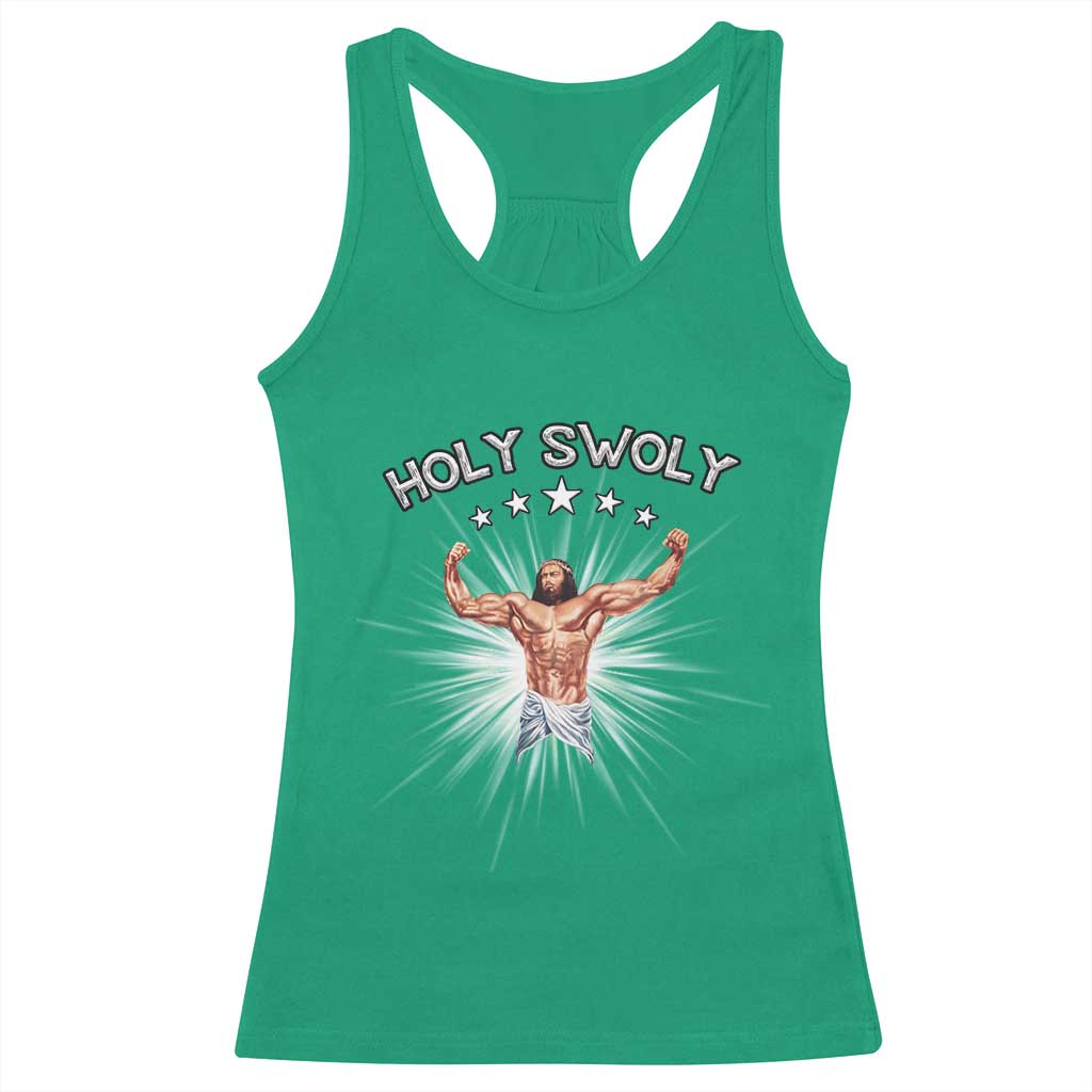 Holy Swoly Racerback Tank Top Funny Jesus Workout Motivation Bodybuilding Fitness