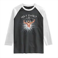 Holy Swoly Raglan Shirt Funny Jesus Workout Motivation Bodybuilding Fitness