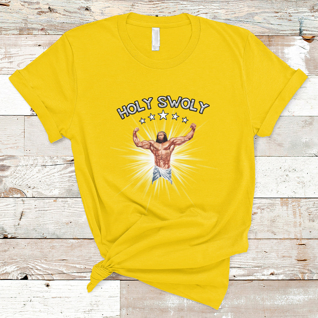 Holy Swoly Bodybuilding Jesus Fitness Funny Gym Funny Jesus Shirt, Jesus Believer, Religious Shirt T-Shirt - Wonder Print Shop