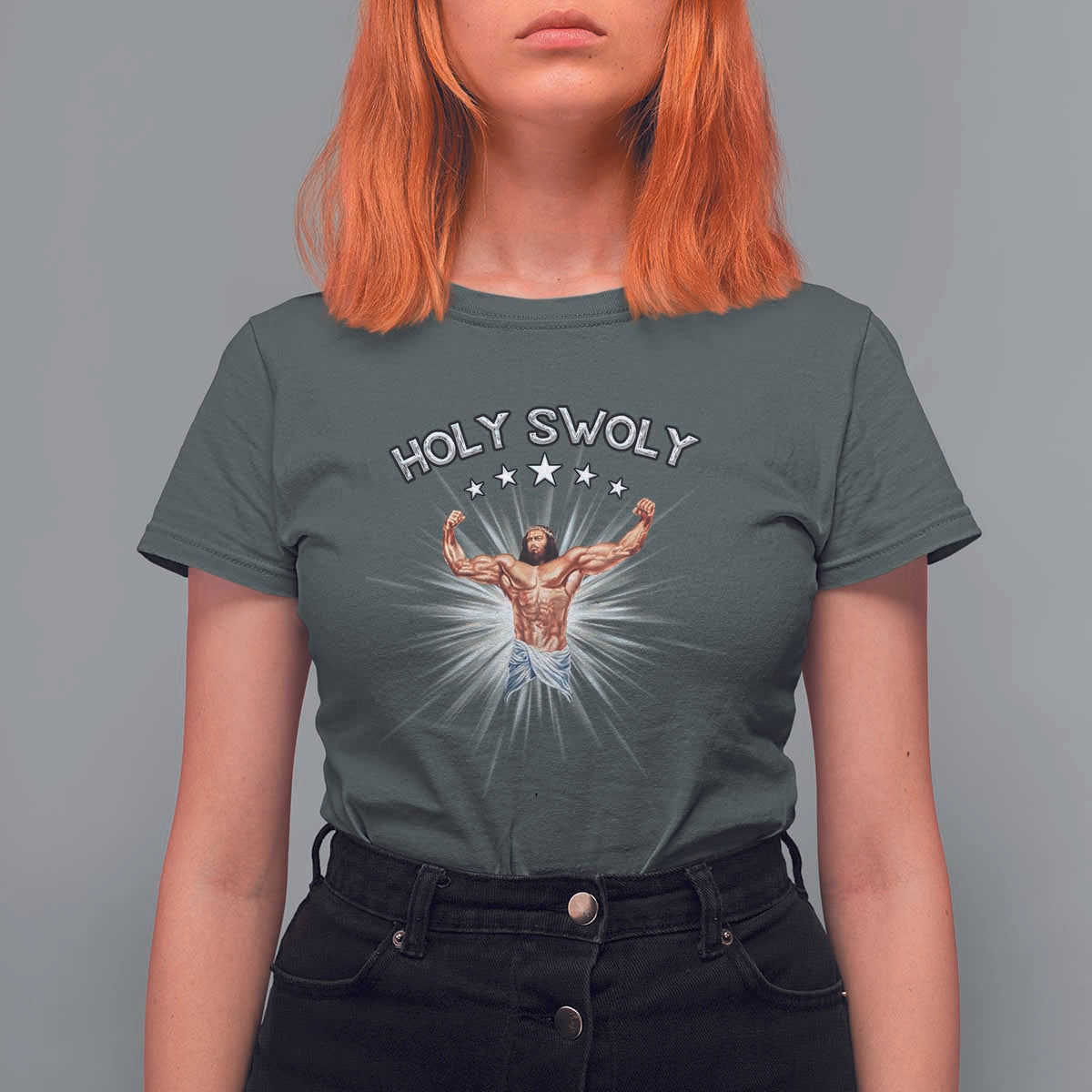 Holy Swoly T Shirt For Women Funny Jesus Workout Motivation Bodybuilding Fitness