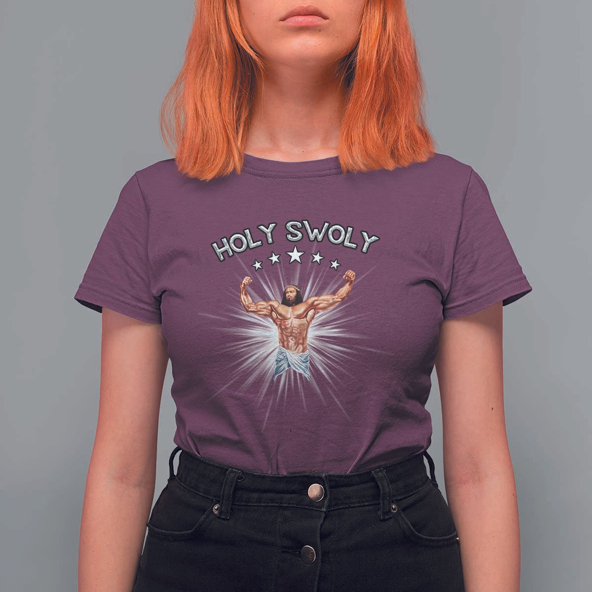 Holy Swoly T Shirt For Women Funny Jesus Workout Motivation Bodybuilding Fitness