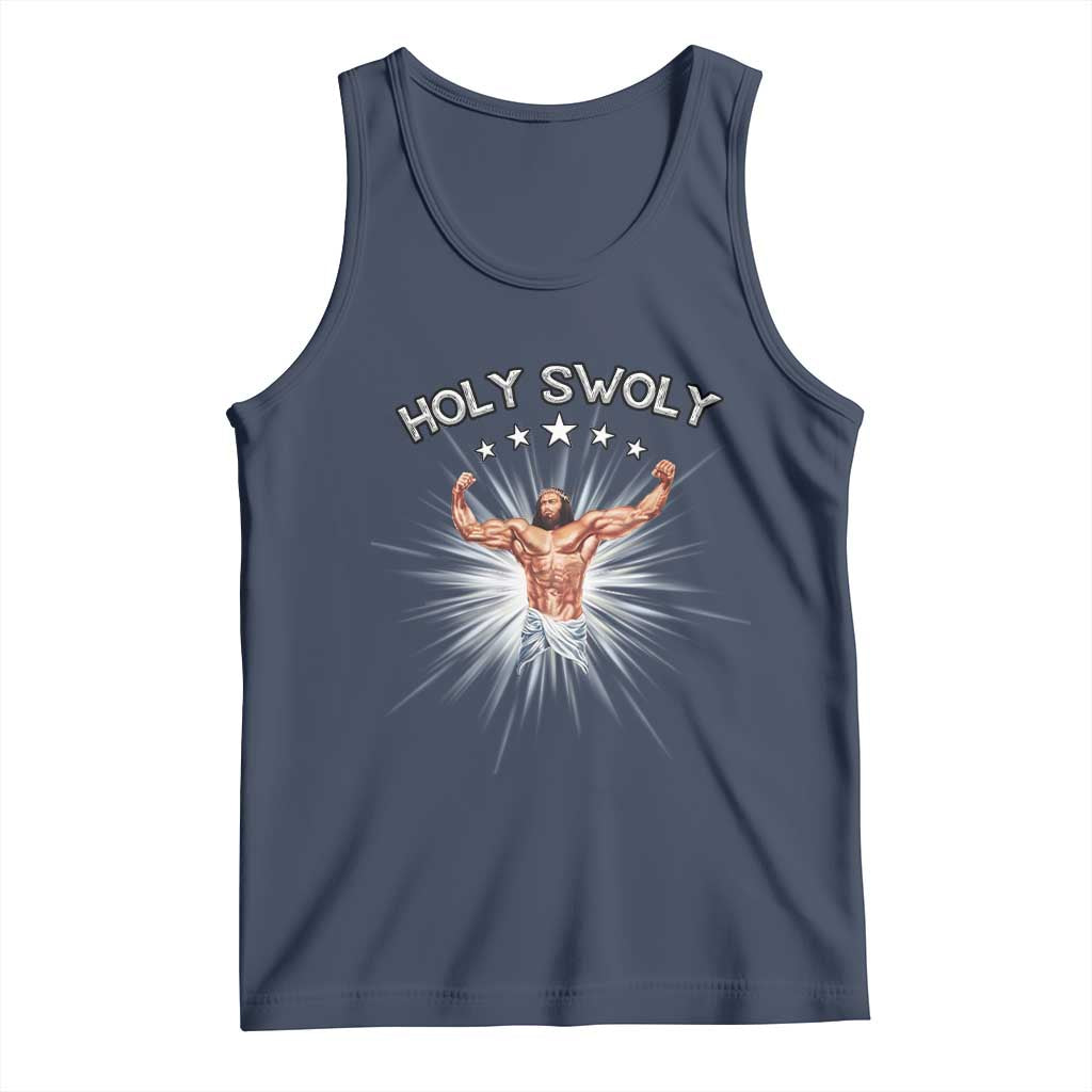 Holy Swoly Tank Top Funny Jesus Workout Motivation Bodybuilding Fitness
