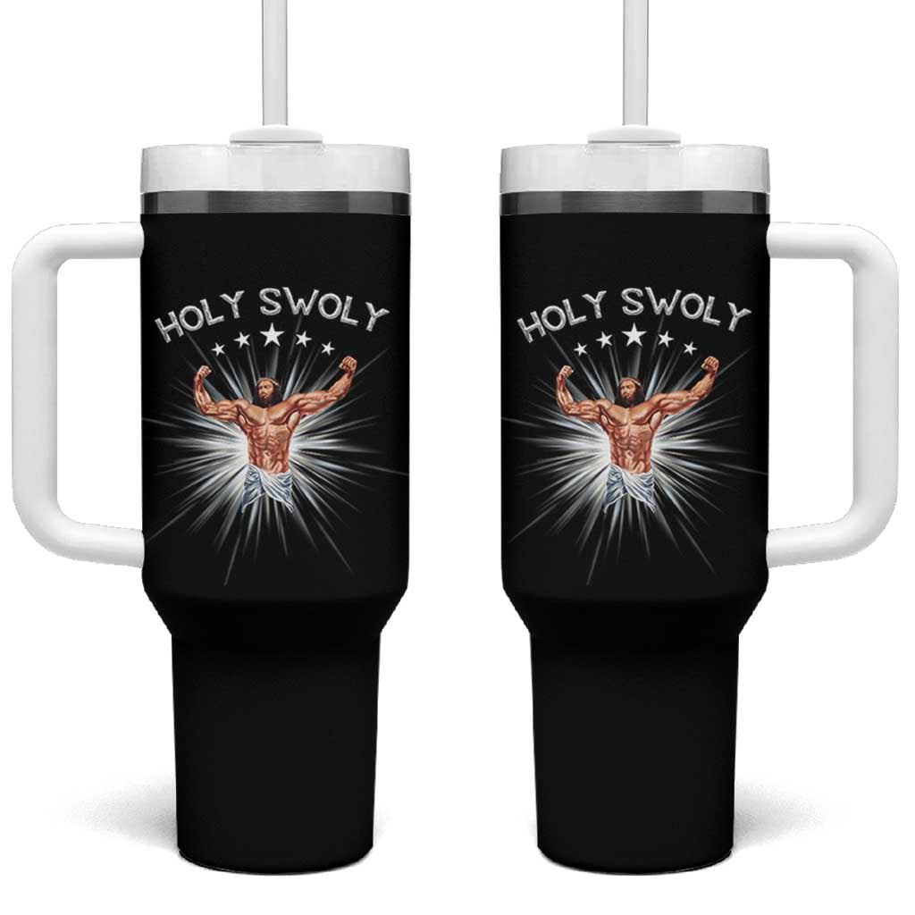Holy Swoly Tumbler With Handle Funny Jesus Workout Motivation Bodybuilding Fitness