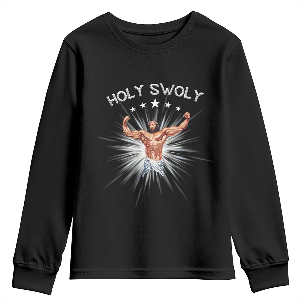 Holy Swoly Youth Sweatshirt Funny Jesus Workout Motivation Bodybuilding Fitness