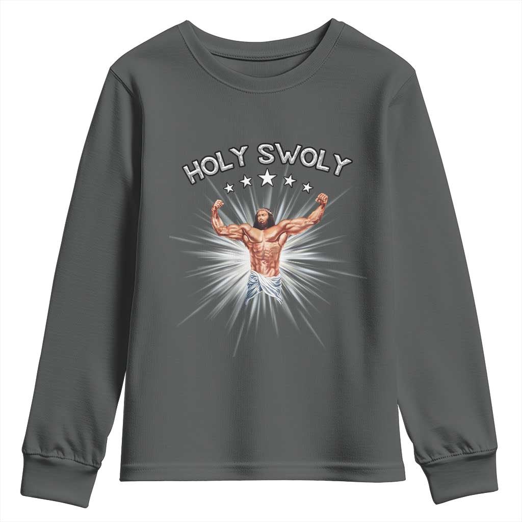 Holy Swoly Youth Sweatshirt Funny Jesus Workout Motivation Bodybuilding Fitness