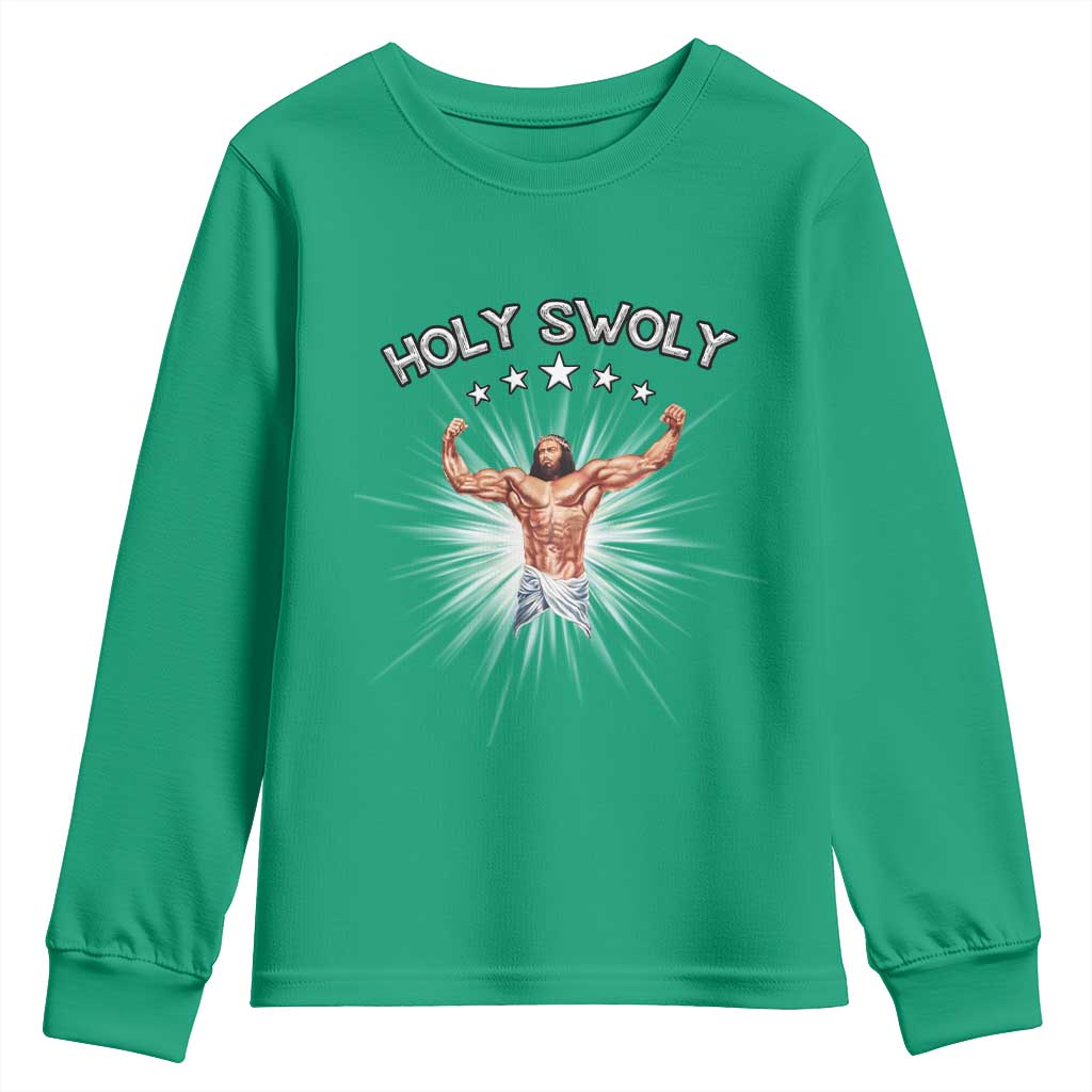 Holy Swoly Youth Sweatshirt Funny Jesus Workout Motivation Bodybuilding Fitness