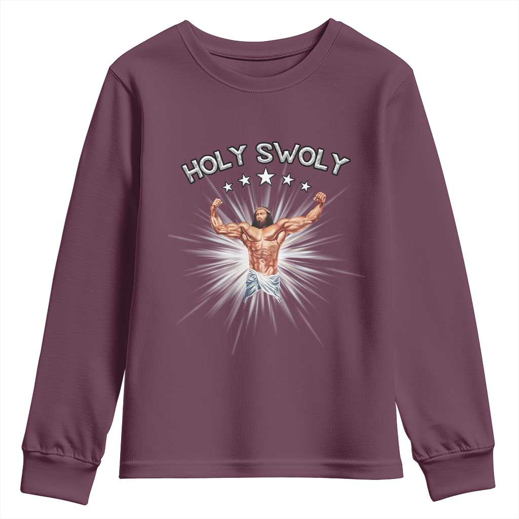 Holy Swoly Youth Sweatshirt Funny Jesus Workout Motivation Bodybuilding Fitness