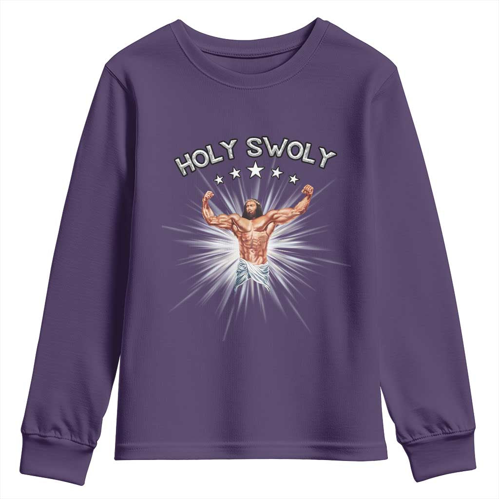 Holy Swoly Youth Sweatshirt Funny Jesus Workout Motivation Bodybuilding Fitness