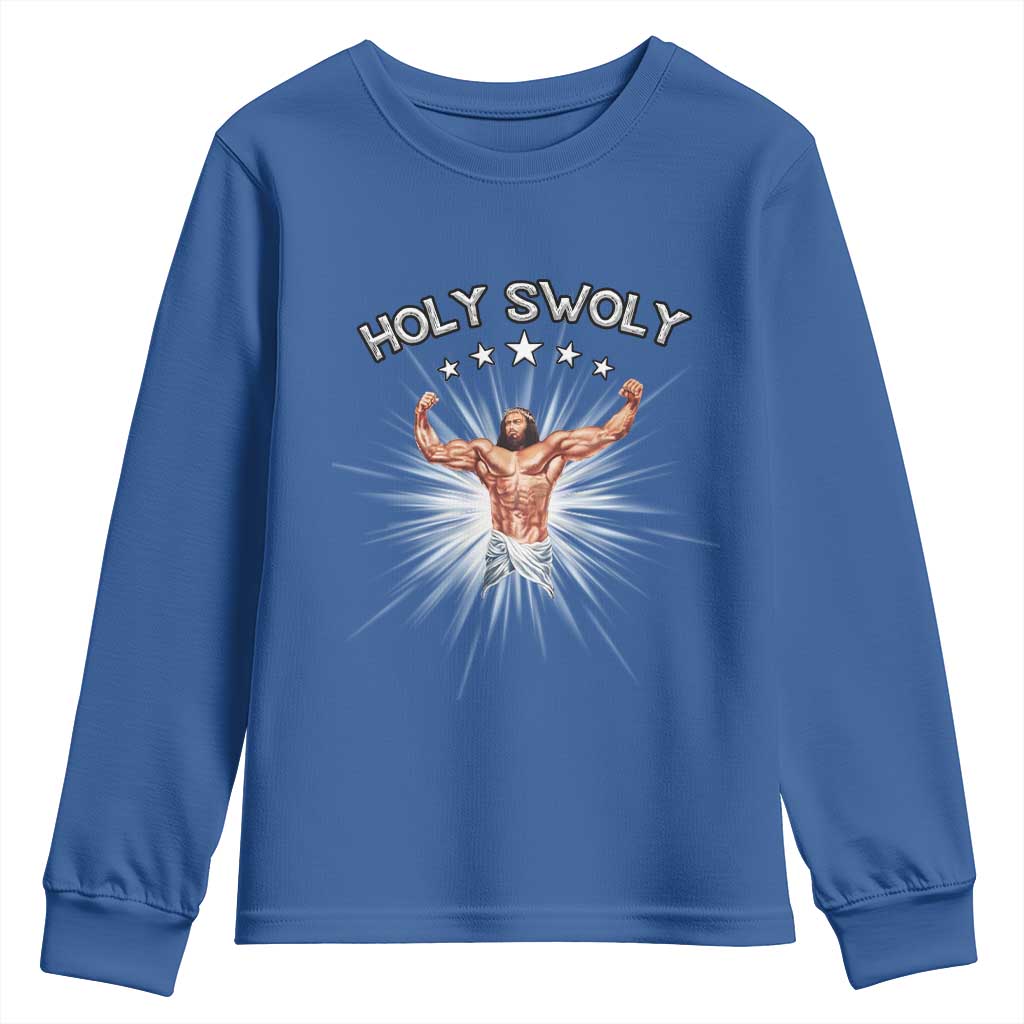 Holy Swoly Youth Sweatshirt Funny Jesus Workout Motivation Bodybuilding Fitness