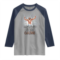 Hallowed Be Thy Gains Raglan Shirt Funny Jesus Workout Motivation Bodybuilding Fitness