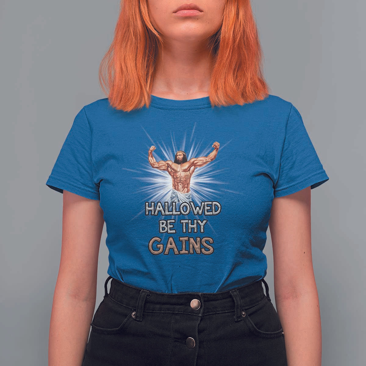 Hallowed Be Thy Gains T Shirt For Women Funny Jesus Workout Motivation Bodybuilding Fitness