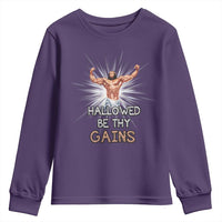 Hallowed Be Thy Gains Youth Sweatshirt Funny Jesus Workout Motivation Bodybuilding Fitness