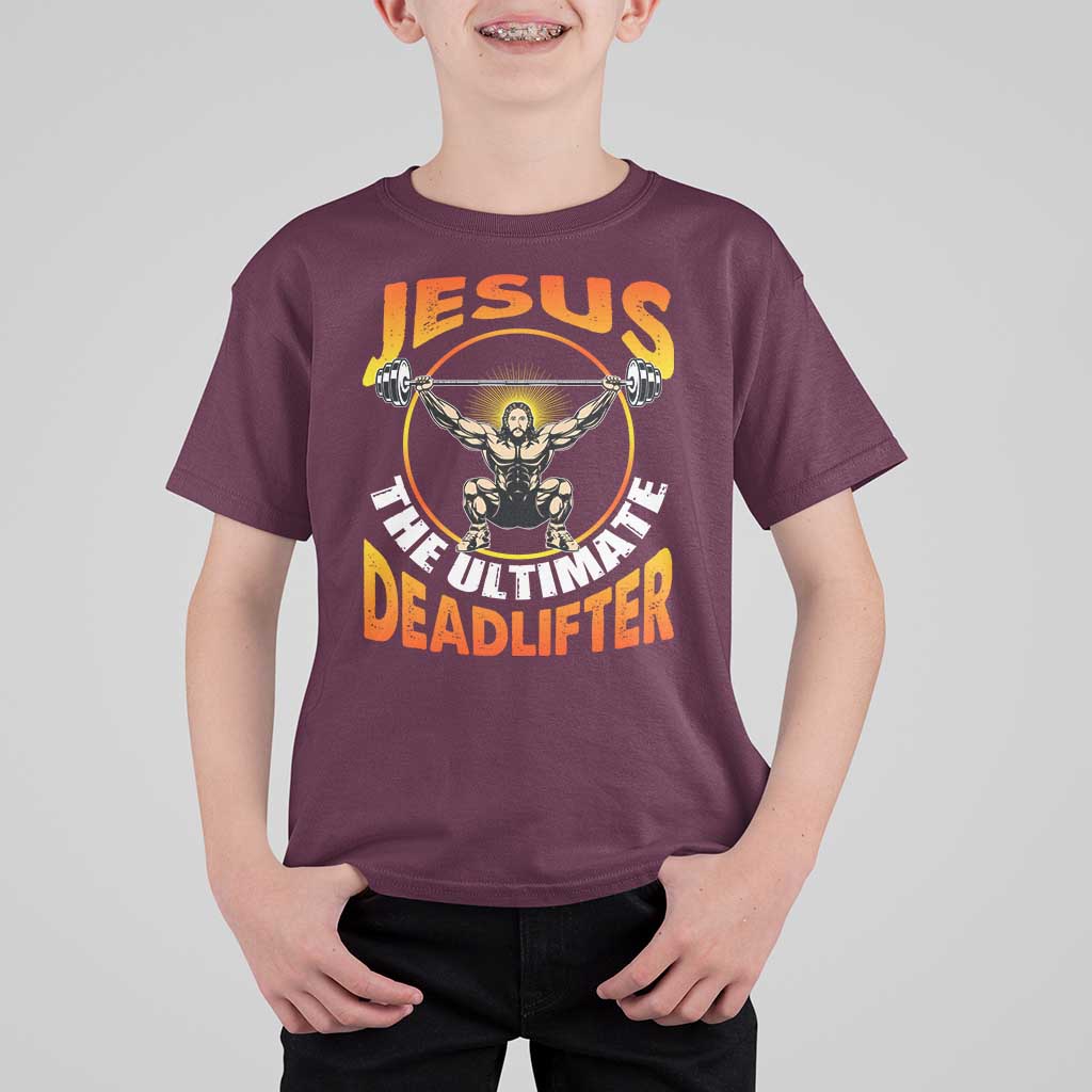 Jesus The Ultimate Deadlifter T Shirt For Kid Funny Jesus Workout Motivation Bodybuilding Fitness