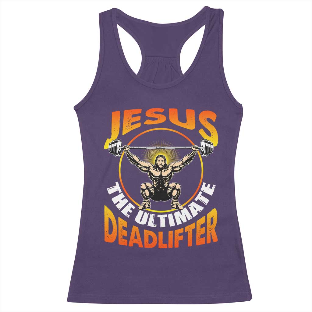 Jesus The Ultimate Deadlifter Racerback Tank Top Funny Jesus Workout Motivation Bodybuilding Fitness