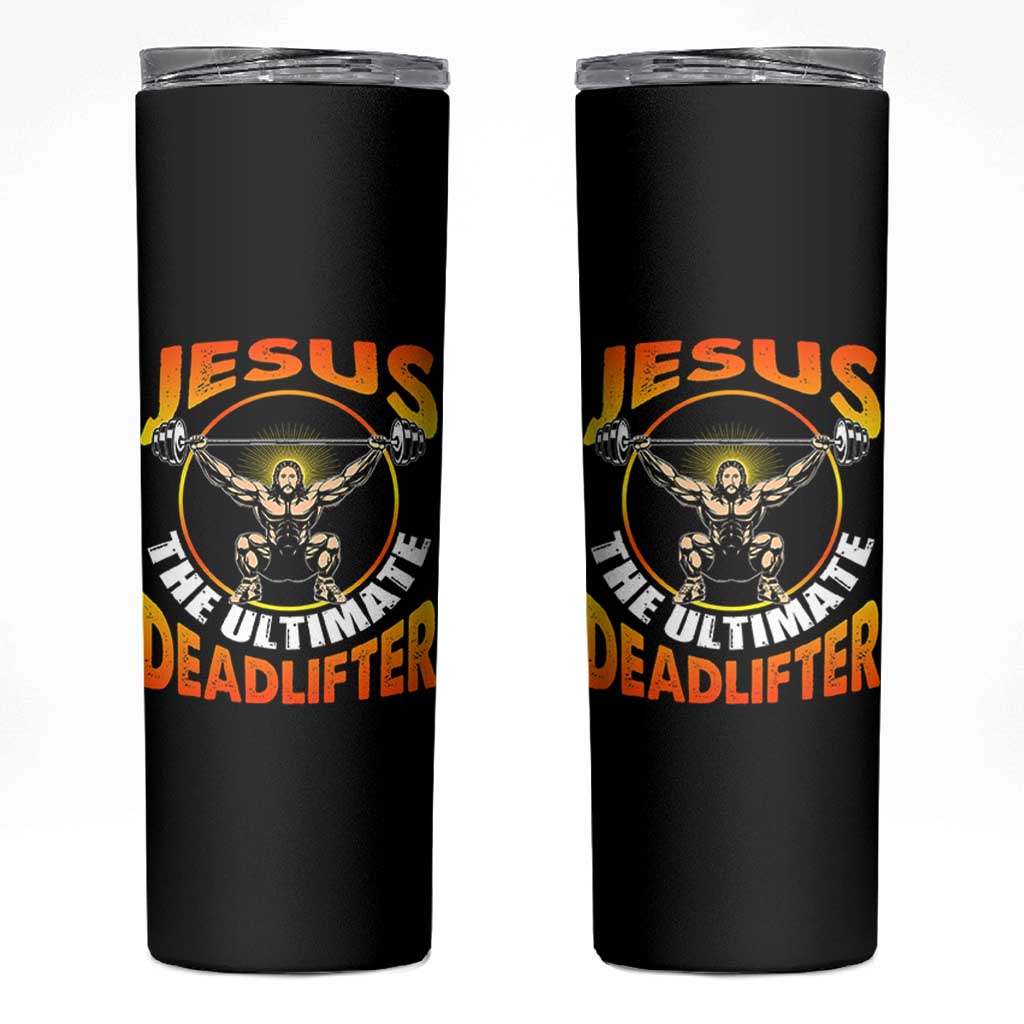 Jesus The Ultimate Deadlifter Skinny Tumbler Funny Jesus Workout Motivation Bodybuilding Fitness